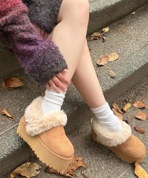 ESPERANZA（エスペランサ）の「SNSで話題！厚底2WAYフェイクムートンサボ（ブーツ・レディース・キャメル/ブラック系/アイボリー系2・S/M/L/LL）」の12枚目の写真