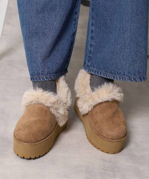 セール】SNSで話題！厚底2WAYフェイクムートンサボ（ブーツ