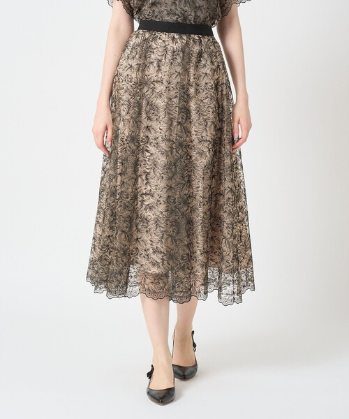 レースフラワーチュールギャザー スカート（スカート）｜ANAYI（アナイ