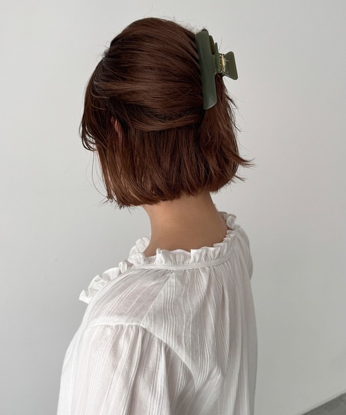 CANAL JEAN(キャナルジーン)の「Pt スクエアヘアクリップ(バレッタ/ヘアクリップ・レディース・ブラウン/ブラウン系その他/オリーブ・ONE SIZE)」の1枚目の写真