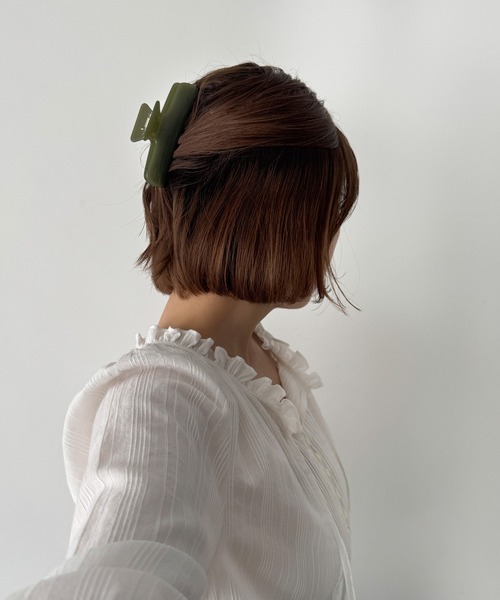 CANAL JEAN(キャナルジーン)の「Pt スクエアヘアクリップ(バレッタ/ヘアクリップ・レディース・ブラウン/ブラウン系その他/オリーブ・ONE SIZE)」の14枚目の写真