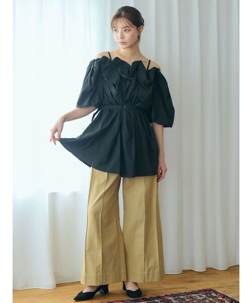 TONAL(トーナル)の「バックリボンワイドパンツ(その他パンツ・レディース・ベージュ/ブラック・MEDIUM)」の10枚目の写真