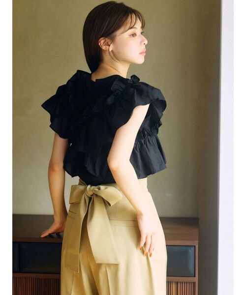 TONAL(トーナル)の「バックリボンワイドパンツ(その他パンツ・レディース・ベージュ/ブラック・MEDIUM)」の11枚目の写真