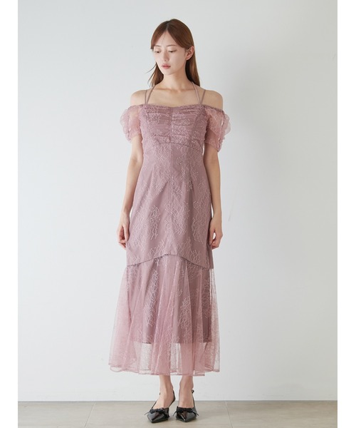 ＊最終値下げ＊【美品】SNIDEL レースドレス SNIDEL スナイデル バックデザインレースオケドレス ブラック/S