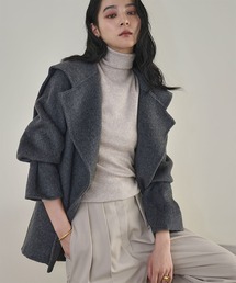 ELFRANK(エルフランク)の【2025AW】【ウール70%】セーラーカラー ウールコート 冬 ミドル丈 ベルト付き ハーフコート(ピーコート)