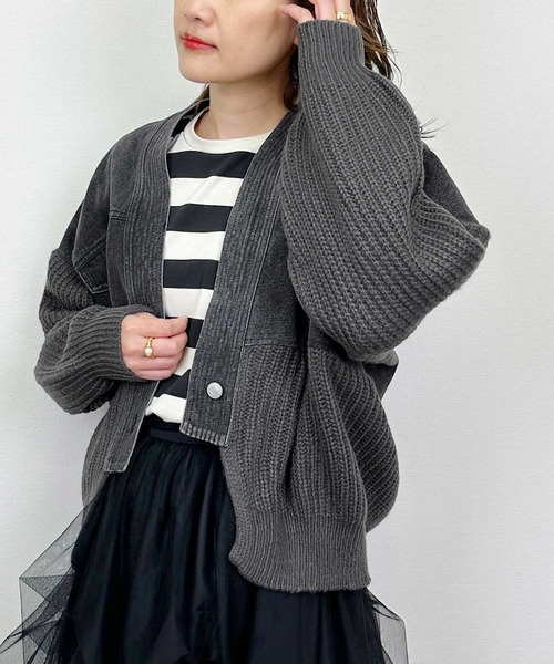 デニムドッキングニットカーディガン（カーディガン/ボレロ