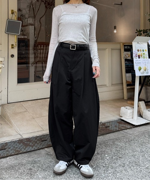 LE MORE(リモア)の「タックカーブパンツ(その他パンツ・レディース・ブラウン/ブラック/カーキ・FREE)」の5枚目の写真