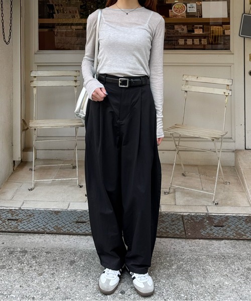 LE MORE(リモア)の「タックカーブパンツ(その他パンツ・レディース・ブラウン/ブラック/カーキ・FREE)」の9枚目の写真
