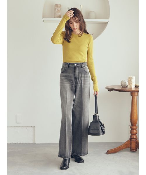 Mila Owen(ミラオーウェン)の「シアーラメクルーネックニットプルオーバー(ニット/セーター・レディース・グレー/ブラック/イエロー/ミント・1/0)」の10枚目の写真