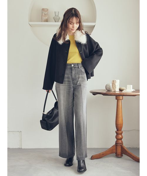 Mila Owen(ミラオーウェン)の「シアーラメクルーネックニットプルオーバー(ニット/セーター・レディース・グレー/ブラック/イエロー/ミント・1/0)」の13枚目の写真