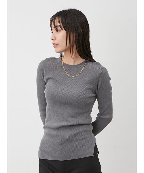 Mila Owen(ミラオーウェン)の「シアーラメクルーネックニットプルオーバー(ニット/セーター・レディース・グレー/ブラック/イエロー/ミント・1/0)」の14枚目の写真