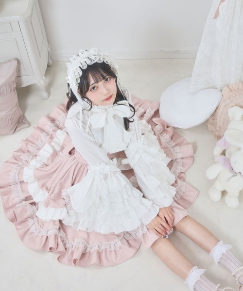DearMyLove（ディアマイラブ）の「フリルたっぷりリボンスカート（スカート・レディース・ブラック×ピンク/ベビーピンク/ブルーグレー/ブラック×ホワイト・LARGE/MEDIUM/SMALL/3L/LL）」の11枚目の写真
