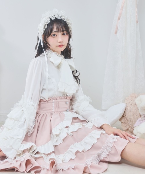 DearMyLove（ディアマイラブ）の「フリルたっぷりリボンスカート（スカート・レディース・ブラック×ピンク/ベビーピンク/ブルーグレー/ブラック×ホワイト・LARGE/MEDIUM/SMALL/3L/LL）」の12枚目の写真