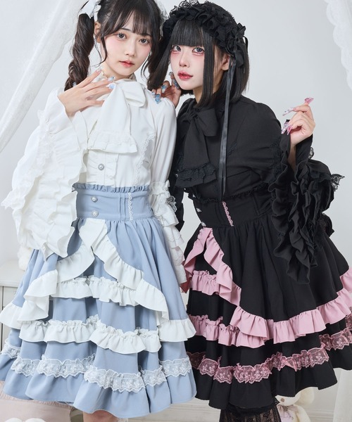 DearMyLove（ディアマイラブ）の「フリルたっぷりリボンスカート（スカート・レディース・ブラック×ピンク/ベビーピンク/ブルーグレー/ブラック×ホワイト・LARGE/MEDIUM/SMALL/3L/LL）」の18枚目の写真