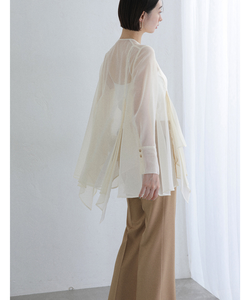 La TOTALITE（ラトータリテ）の「【洗える】ヘムフレアシアーチュニック（シャツ/ブラウス・レディース・アイボリー/キャメル・38/36）」の7枚目の写真