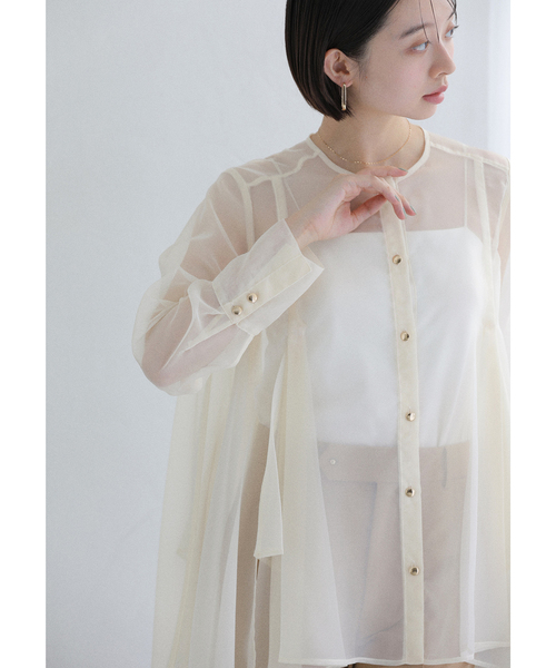 La TOTALITE（ラトータリテ）の「【洗える】ヘムフレアシアーチュニック（シャツ/ブラウス・レディース・アイボリー/キャメル・38/36）」の8枚目の写真