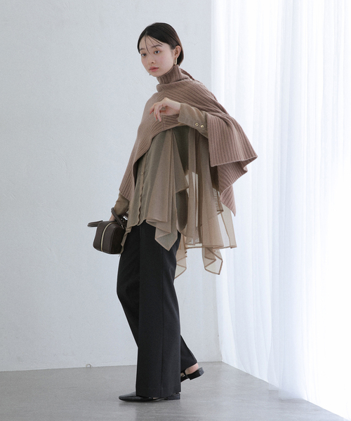 La TOTALITE（ラトータリテ）の「【洗える】ヘムフレアシアーチュニック（シャツ/ブラウス・レディース・アイボリー/キャメル・38/36）」の16枚目の写真