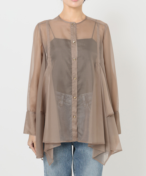 La TOTALITE（ラトータリテ）の「【洗える】ヘムフレアシアーチュニック（シャツ/ブラウス・レディース・アイボリー/キャメル・38/36）」の20枚目の写真