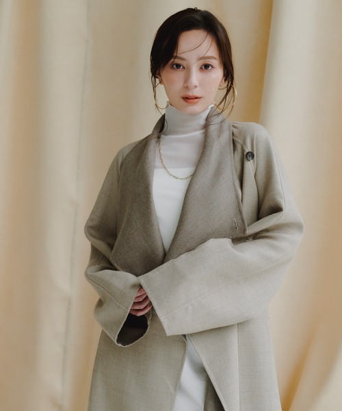 ウールリバーオーバーロングコート（ピーコート）｜anuans（ア