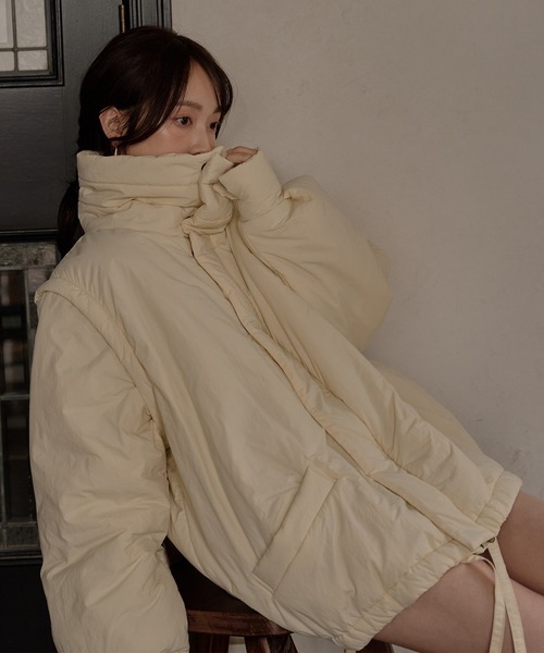 mideal（マイディール）の「padding blouson / パディングブルゾン（ブルゾン・レディース・ライトベージュ/アイボリー・FREE）」の5枚目の写真