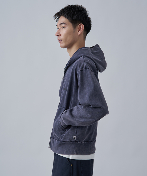 B.C STOCK（ベーセーストック）の「【ANTS & ELEPHANTS】ブリーチ加工 ショート丈 ダブルジップパーカー（パーカー・メンズ・ブラウン/レッド/イエロー/ネイビー/ブラック・LARGE/MEDIUM）」の6枚目の写真