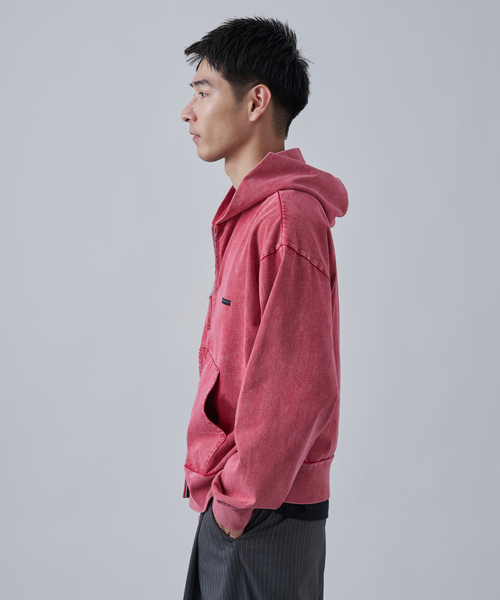 B.C STOCK（ベーセーストック）の「【ANTS & ELEPHANTS】ブリーチ加工 ショート丈 ダブルジップパーカー（パーカー・メンズ・ブラウン/レッド/イエロー/ネイビー/ブラック・LARGE/MEDIUM）」の10枚目の写真