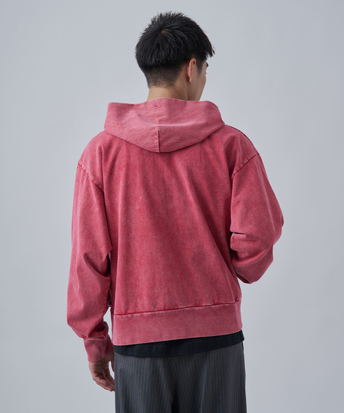 B.C STOCK（ベーセーストック）の「【ANTS & ELEPHANTS】ブリーチ加工 ショート丈 ダブルジップパーカー（パーカー・メンズ・ブラウン/レッド/イエロー/ネイビー/ブラック・LARGE/MEDIUM）」の11枚目の写真