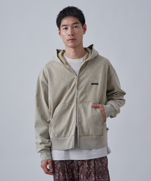 B.C STOCK（ベーセーストック）の「【ANTS & ELEPHANTS】ブリーチ加工 ショート丈 ダブルジップパーカー（パーカー・メンズ・ブラウン/レッド/イエロー/ネイビー/ブラック・LARGE/MEDIUM）」の13枚目の写真