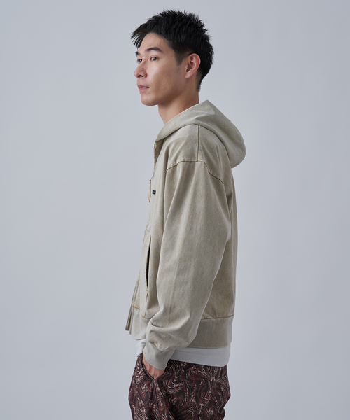 B.C STOCK（ベーセーストック）の「【ANTS & ELEPHANTS】ブリーチ加工 ショート丈 ダブルジップパーカー（パーカー・メンズ・ブラウン/レッド/イエロー/ネイビー/ブラック・LARGE/MEDIUM）」の14枚目の写真