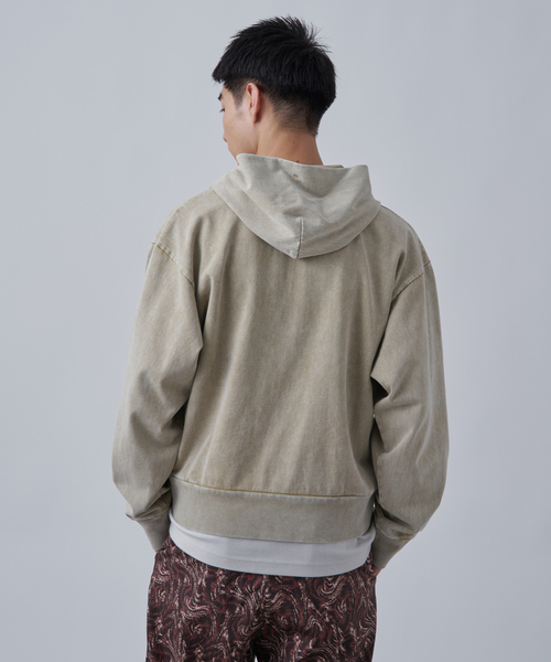 B.C STOCK（ベーセーストック）の「【ANTS & ELEPHANTS】ブリーチ加工 ショート丈 ダブルジップパーカー（パーカー・メンズ・ブラウン/レッド/イエロー/ネイビー/ブラック・LARGE/MEDIUM）」の15枚目の写真