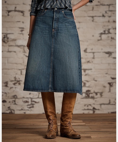 RRL(ダブル アール エル)の「インディゴ セルビッジ デニム スカート(デニムスカート・レディース・ブルー・29/28/27/26/25/24)」の5枚目の写真