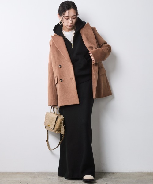 CHIC STYLE（シックスタイル）の「テーラードジャケットコート＜大きいサイズ有＞シックスタイル（テーラードジャケット・レディース・キャメル/ブラック・4L/3L/5L/LL/L/M）」の3枚目の写真