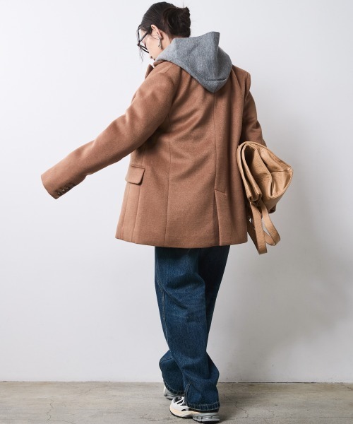 CHIC STYLE（シックスタイル）の「テーラードジャケットコート＜大きいサイズ有＞シックスタイル（テーラードジャケット・レディース・キャメル/ブラック・4L/3L/5L/LL/L/M）」の8枚目の写真