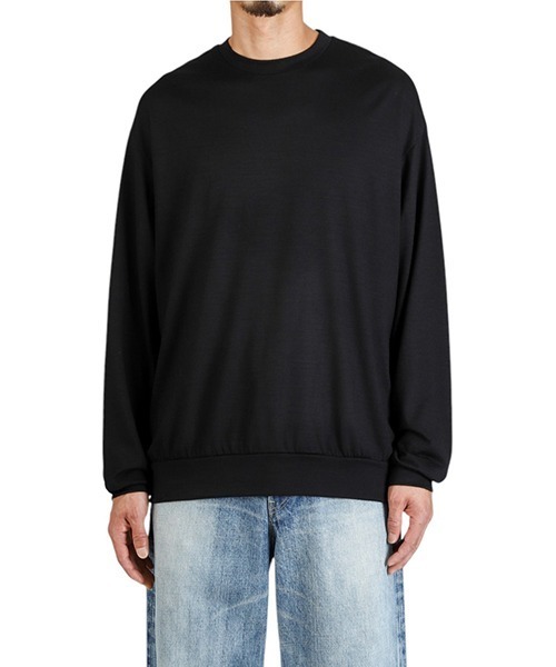 marka（マーカ）の「marka / マーカ：CREW NECK -2/72 WOOL SINGLE JERSEY WASHABLE-：M25C21CS02C[COR]（Tシャツ/カットソー・メンズ・ブラック・M/S）」の5枚目の写真