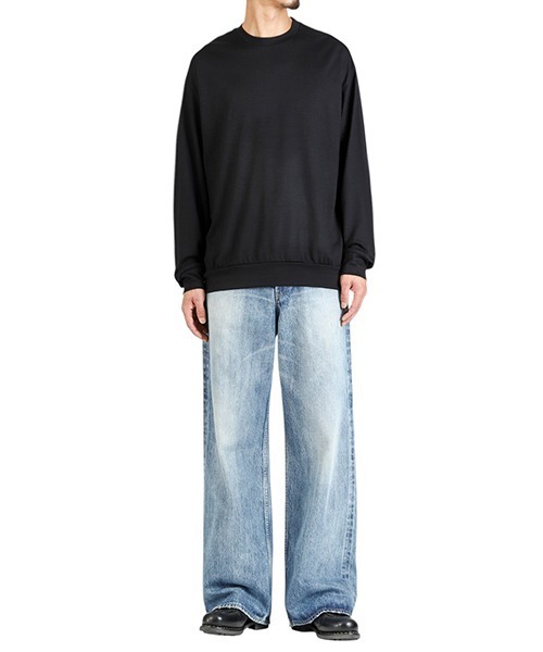 marka（マーカ）の「marka / マーカ：CREW NECK -2/72 WOOL SINGLE JERSEY WASHABLE-：M25C21CS02C[COR]（Tシャツ/カットソー・メンズ・ブラック・M/S）」の8枚目の写真