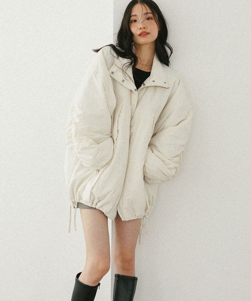 美品✨ソブ 24ss ダブルスタンダード タイプライターギャザーブルゾン 36 Heather ブルゾン アウター スタンドギャザーミドルブルゾン 593654