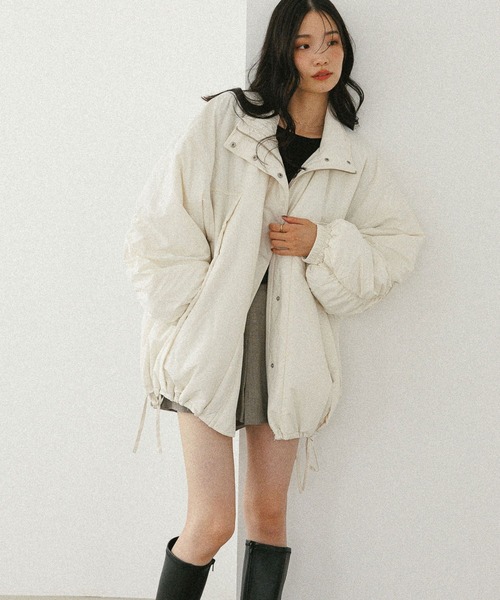 Heather(ヘザー)の「スタンドギャザーミドルブルゾン 593654(ブルゾン・レディース・ブラック系その他/アイボリー/ブラック/ホワイト系その他・FREE)」の6枚目の写真