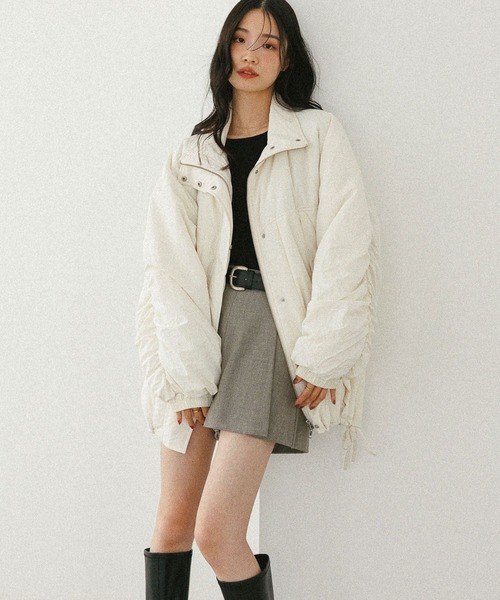 Heather(ヘザー)の「スタンドギャザーミドルブルゾン 593654(ブルゾン・レディース・ブラック系その他/アイボリー/ブラック/ホワイト系その他・FREE)」の7枚目の写真