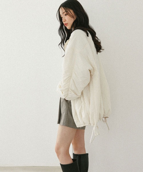 Heather(ヘザー)の「スタンドギャザーミドルブルゾン 593654(ブルゾン・レディース・ブラック系その他/アイボリー/ブラック/ホワイト系その他・FREE)」の8枚目の写真