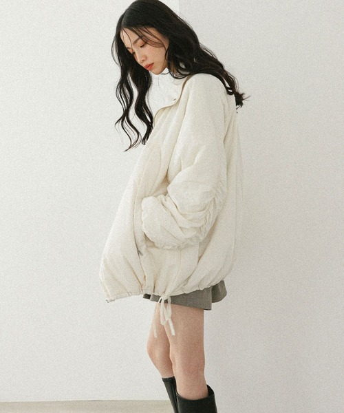 Heather(ヘザー)の「スタンドギャザーミドルブルゾン 593654(ブルゾン・レディース・ブラック系その他/アイボリー/ブラック/ホワイト系その他・FREE)」の9枚目の写真