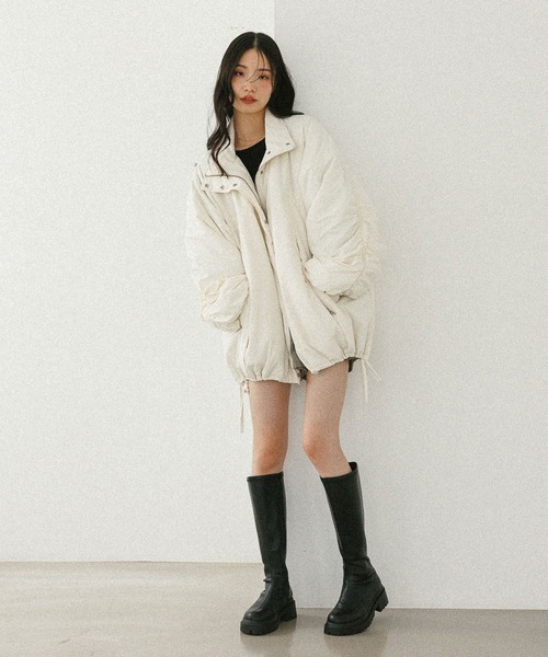 Heather(ヘザー)の「スタンドギャザーミドルブルゾン 593654(ブルゾン・レディース・ブラック系その他/アイボリー/ブラック/ホワイト系その他・FREE)」の12枚目の写真