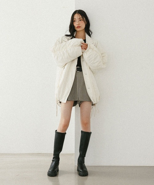 Heather(ヘザー)の「スタンドギャザーミドルブルゾン 593654(ブルゾン・レディース・ブラック系その他/アイボリー/ブラック/ホワイト系その他・FREE)」の13枚目の写真