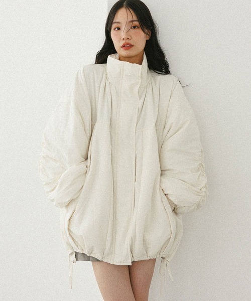 Heather(ヘザー)の「スタンドギャザーミドルブルゾン 593654(ブルゾン・レディース・ブラック系その他/アイボリー/ブラック/ホワイト系その他・FREE)」の15枚目の写真