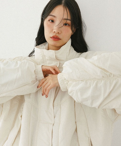 Heather(ヘザー)の「スタンドギャザーミドルブルゾン 593654(ブルゾン・レディース・ブラック系その他/アイボリー/ブラック/ホワイト系その他・FREE)」の18枚目の写真