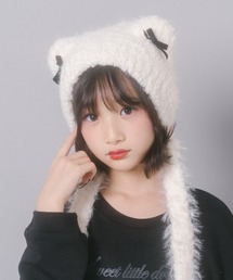 URBAN CHERRY | 猫耳リボンファーキャップ(ニットキャップ/ビーニー)