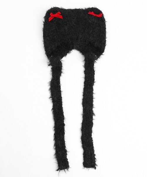 URBAN CHERRY（アーバンチェリー）の「猫耳リボンファーキャップ（ニットキャップ/ビーニー・キッズ・ホワイト/ピンク・FREE）」の12枚目の写真