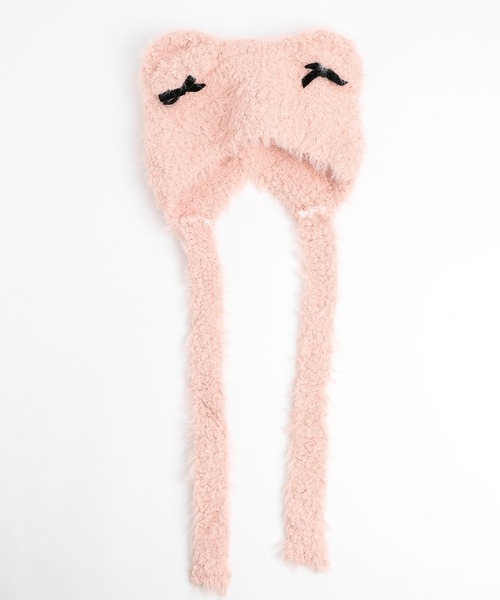 URBAN CHERRY（アーバンチェリー）の「猫耳リボンファーキャップ（ニットキャップ/ビーニー・キッズ・ホワイト/ピンク・FREE）」の13枚目の写真