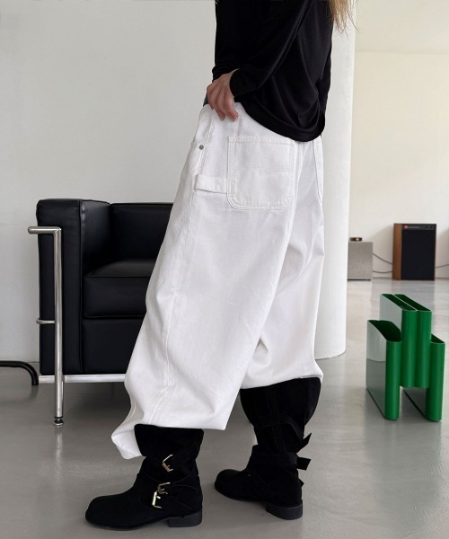 4INT.(フォイント)の「カーペンター バルーン コットン ストリング ワイド パンツ(その他パンツ・レディース・ホワイト/ブラック/カーキ・S/M/L)」の5枚目の写真