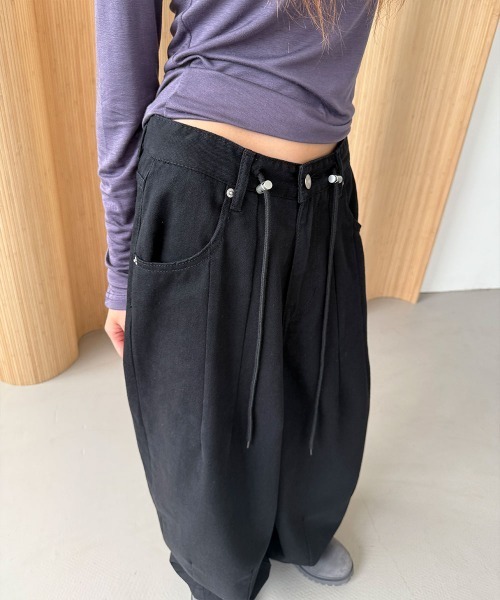 4INT.(フォイント)の「カーペンター バルーン コットン ストリング ワイド パンツ(その他パンツ・レディース・ホワイト/ブラック/カーキ・S/M/L)」の17枚目の写真