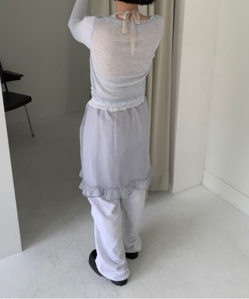 Vipoa(ヴィポア)の「chiffon layered sweat pants(スウェットパンツ・レディース・ブラック/グレー・FREE)」の11枚目の写真